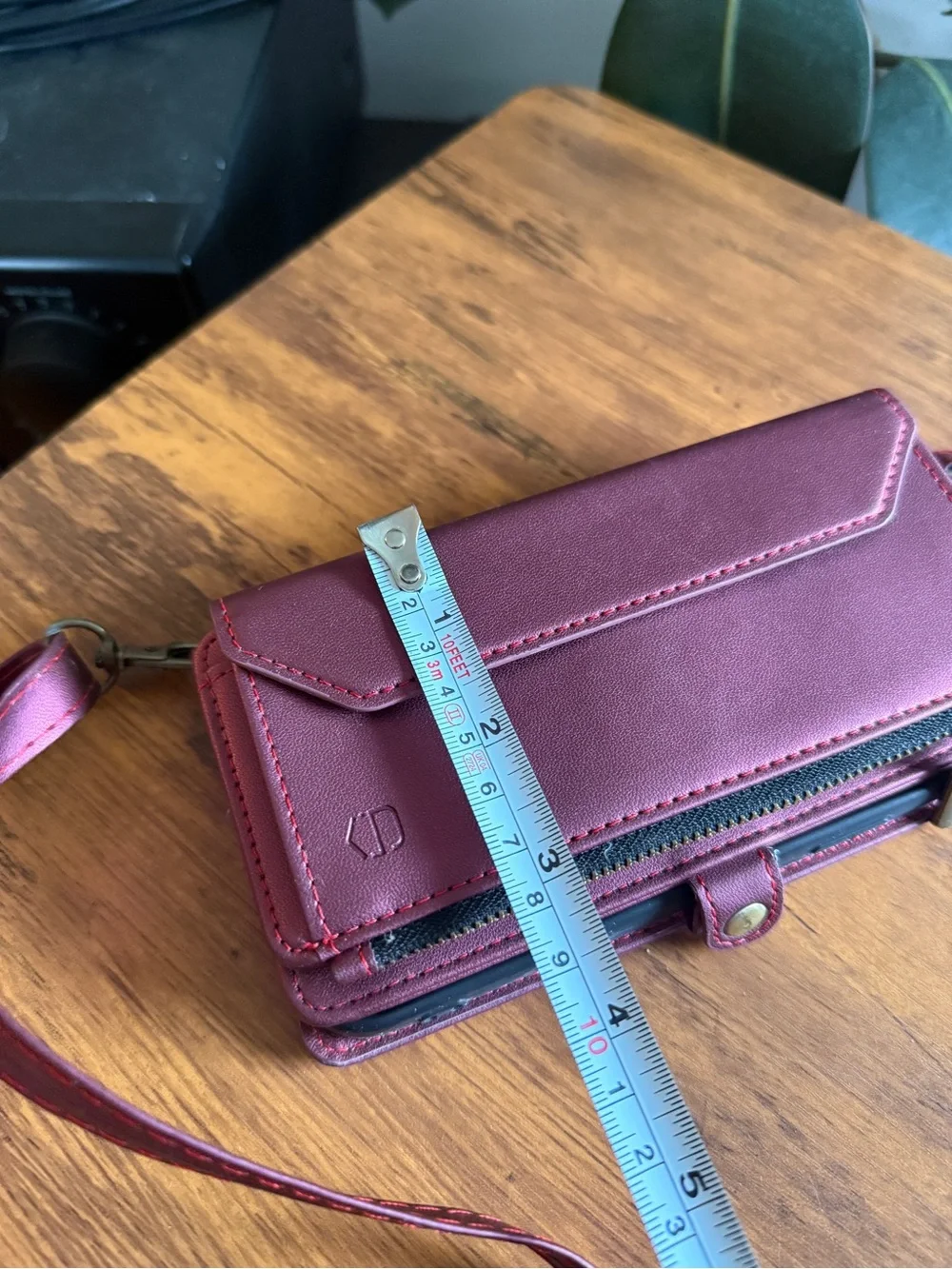 Shagwear Burgundy Crossbody Phone Wallet Case with Card Slots & strap